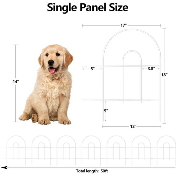 35 Panels 18in(H)×50ft(L) Decorative Garden Fences and Borders for Dogs Garden - Picture 3 of 7
